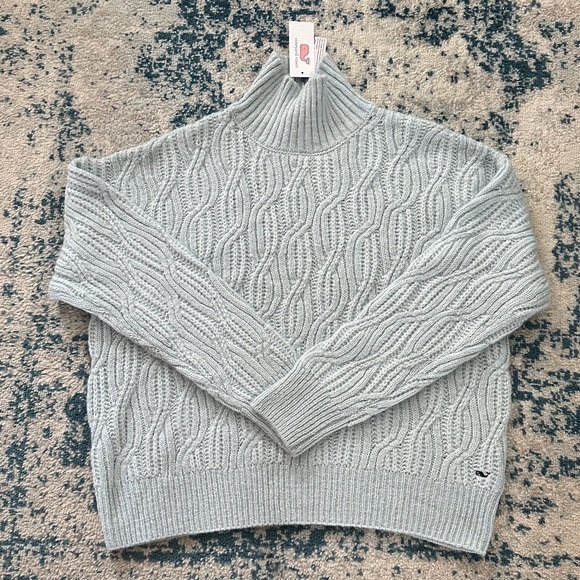 Vineyard Vines Women's Cowl Neck Sweater - Light Blue NWT - Picture 1 of 6